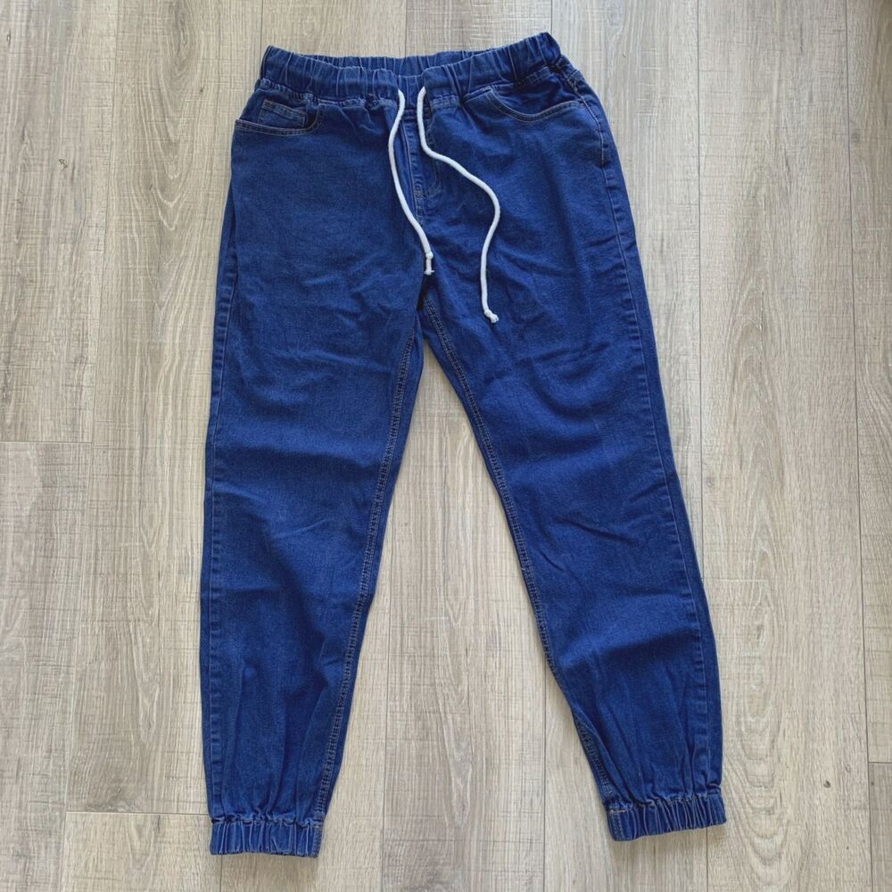 XPlus Plus Wear Blue Denim Joggers Jeans Pull On Drawstring Womens Size Large L